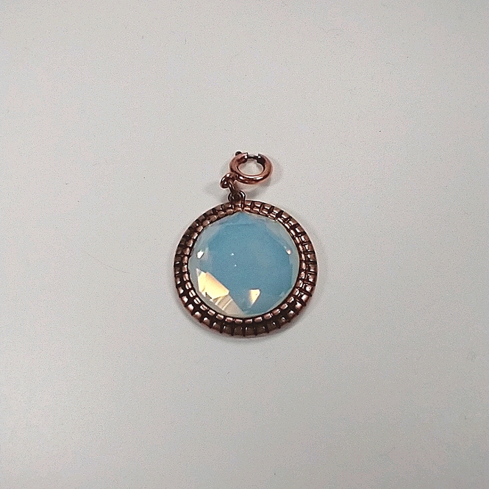 Charm clear round stone, gold tone - Picture 1 of 4